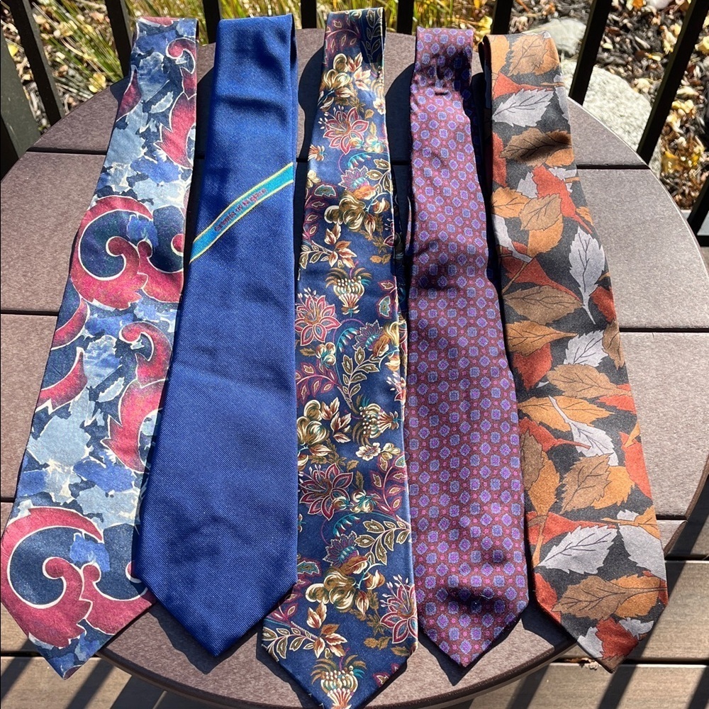 Vintage Cool Tone Men's Tie Bundle - Multicolor & Patterns